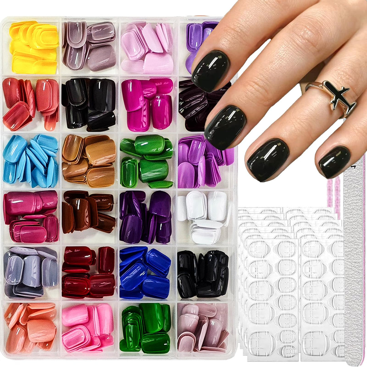 NBNTGH front packaging showing 576-piece full kit and storage box for organized nails
