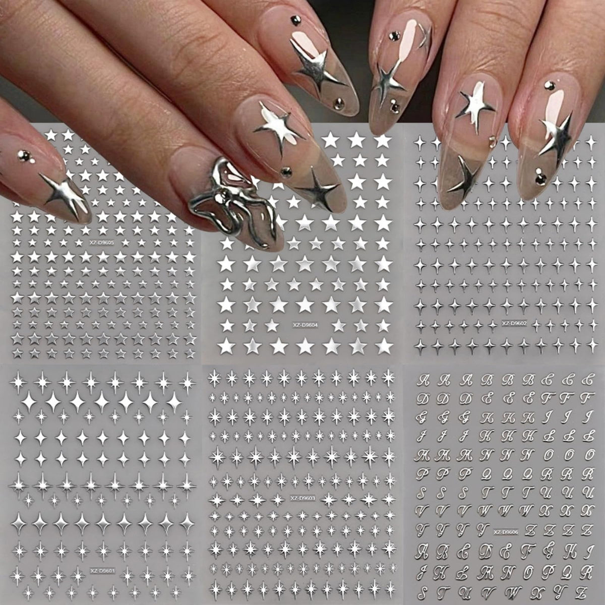 NBNTGH front packaging showing six sheets and star designs for quick manicure