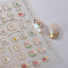 NBNTGH gold hollow frame detail showcasing metallic accents for elegant nails