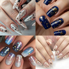 NBNTGH finished party manicure with star sequins displaying festive sparkle
