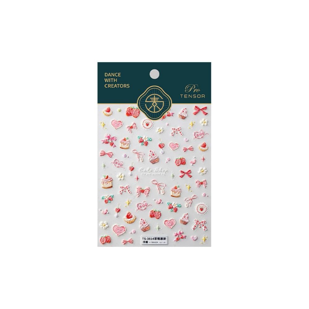 NBNTGH full sticker sheet showing diverse cake, strawberry and bow motifs