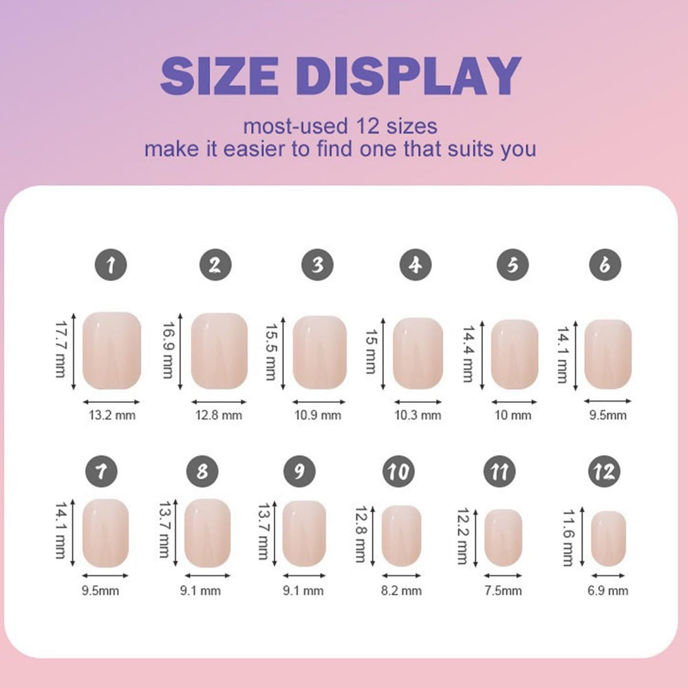 NBNTGH nail next to finger showing size range and customizable fit benefit