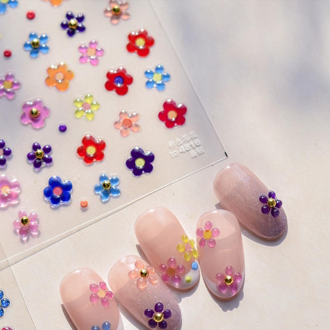NBNTGH stickers applied on press-on nails demonstrating fast beautifying