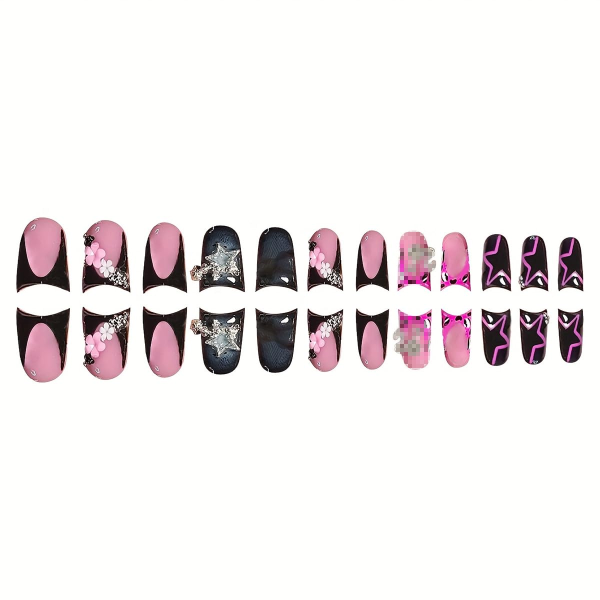 NBNTGH top view of nails arranged to show glossy finish and uniform shine for salon look