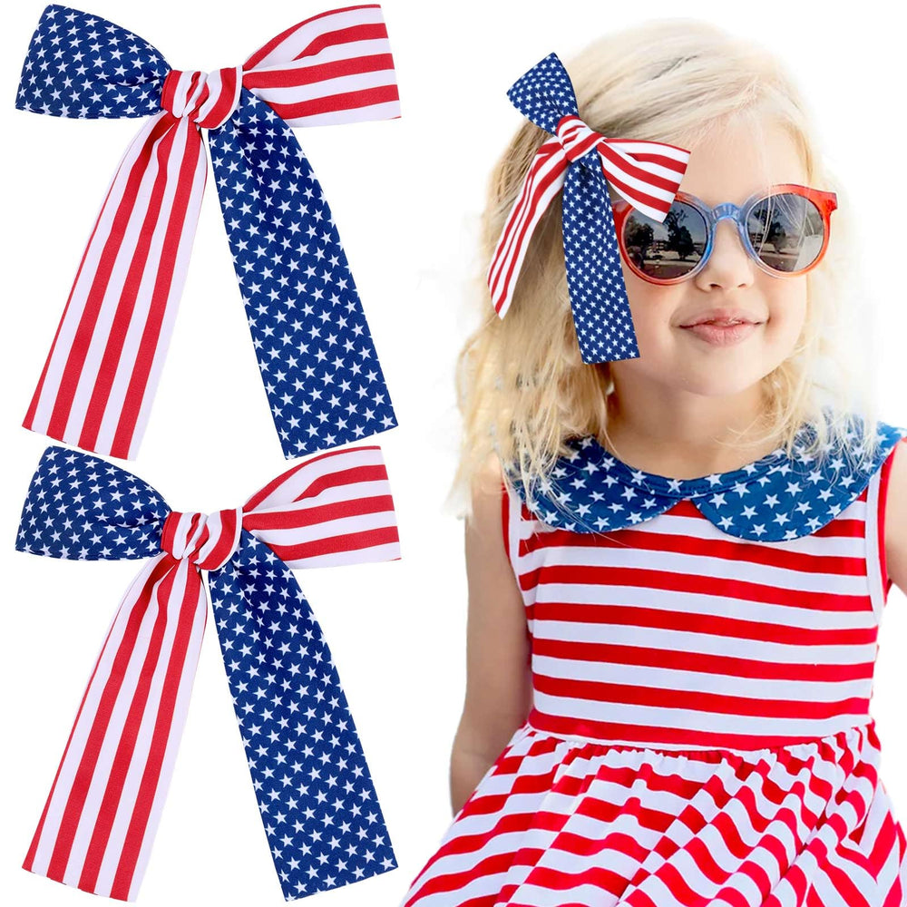 NCMAMA front view of red white blue bow showing festive design and instant holiday flair