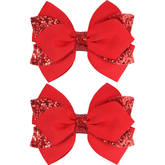 NCMAMA front view of red glitter bow showing festive design and visibility