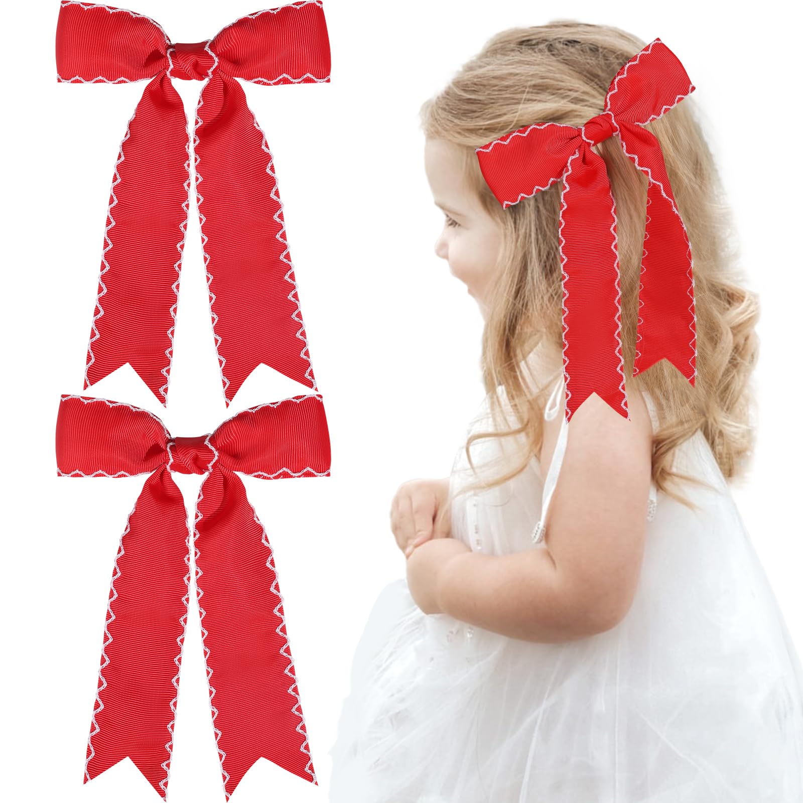 NCMAMA front view of red grosgrain bow showing polished finish and style