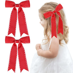 NCMAMA front view of red grosgrain bow showing polished finish and style