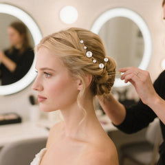 NEBURORA bridesmaids with scattered pearl accents for coordinated looks