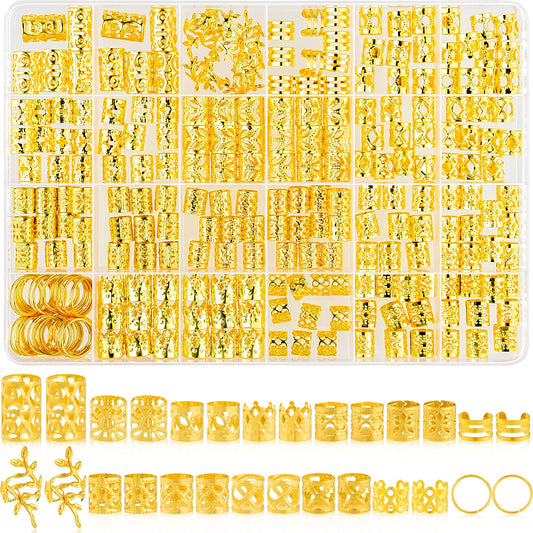 NEBURORA front packaging showing the complete 260-piece gold hair jewelry set and variety benefits