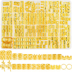 NEBURORA front packaging showing the complete 260-piece gold hair jewelry set and variety benefits