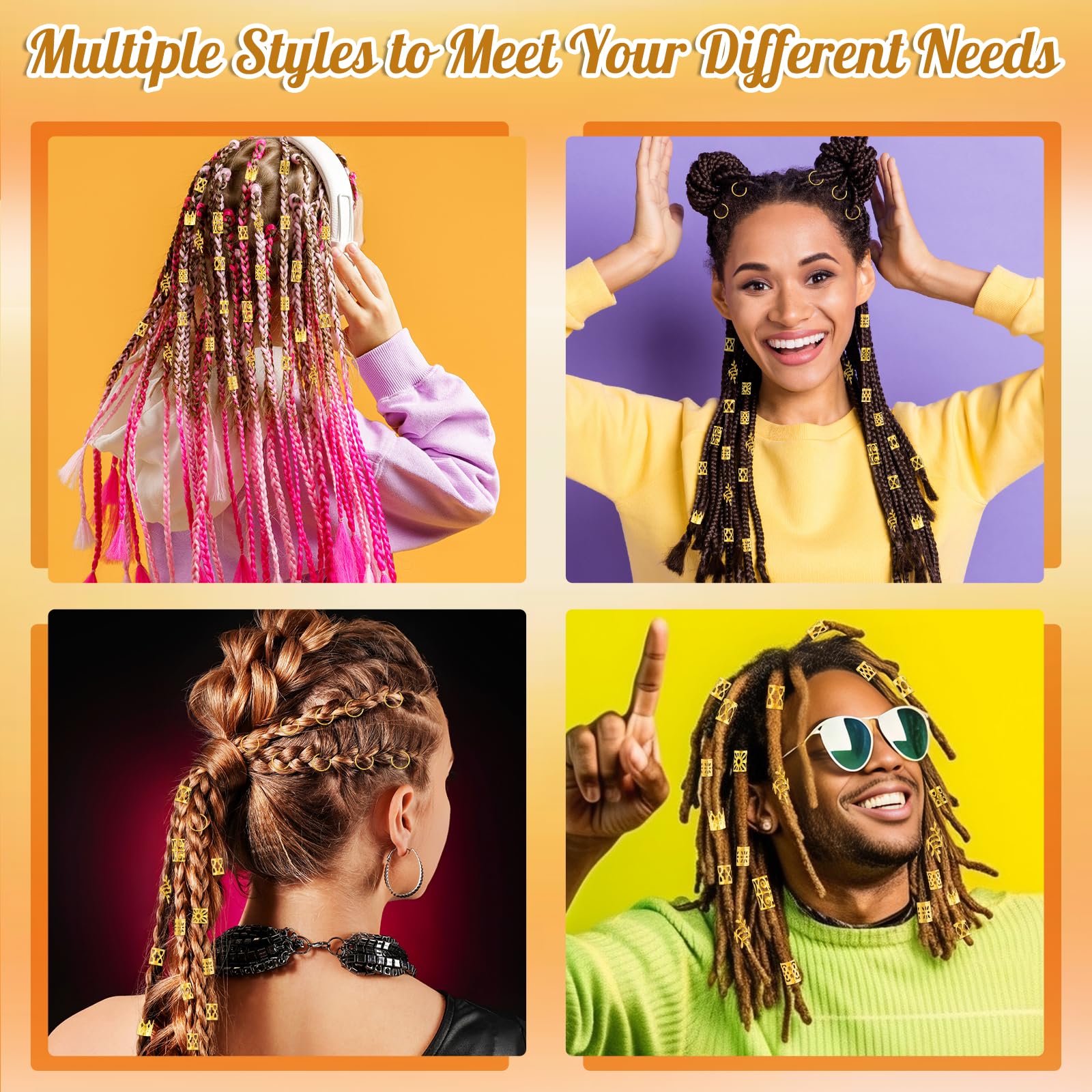 NEBURORA pieces beside a ruler showing scale and fit options for different braid sizes benefit