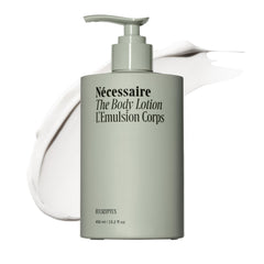 Nécessaire front bottle showing clean label and ergonomic pump for easy application