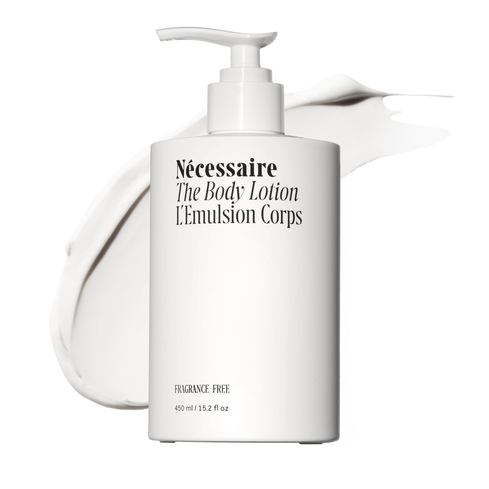 Nécessaire front pump bottle showing clean design and hygienic dispensing benefit