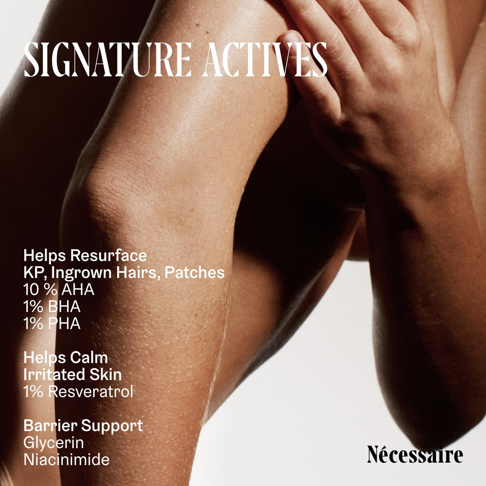 Nécessaire product applied to arm portraying smoother look and easy use