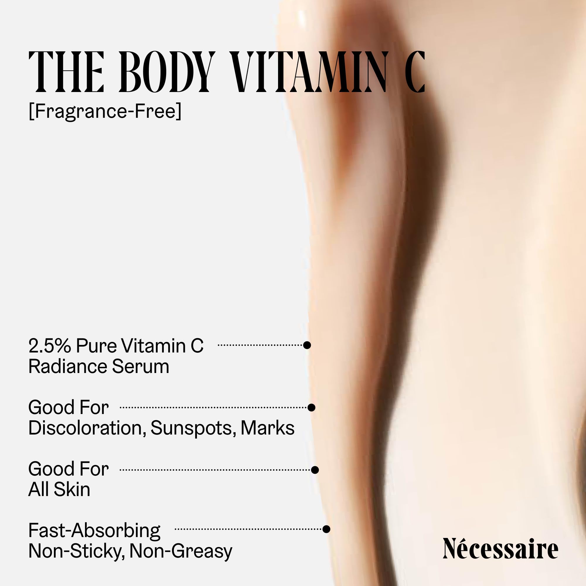 Nécessaire close-up label highlighting ingredients and dermatologist-tested claim