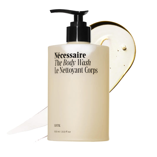 Nécessaire front bottle view showing minimalist packaging and restorative benefits
