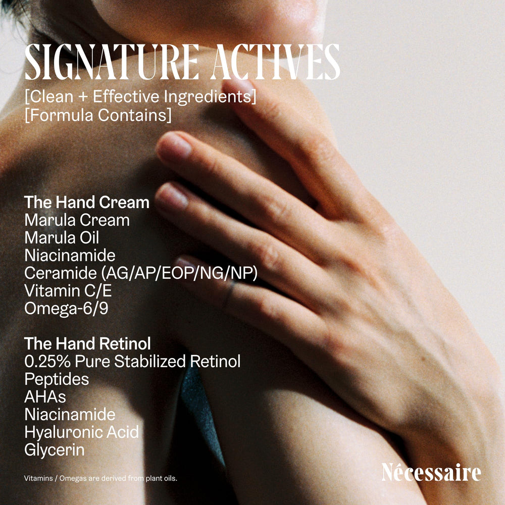 Nécessaire applying The Hand Cream to hands demonstrating immediate softening benefit