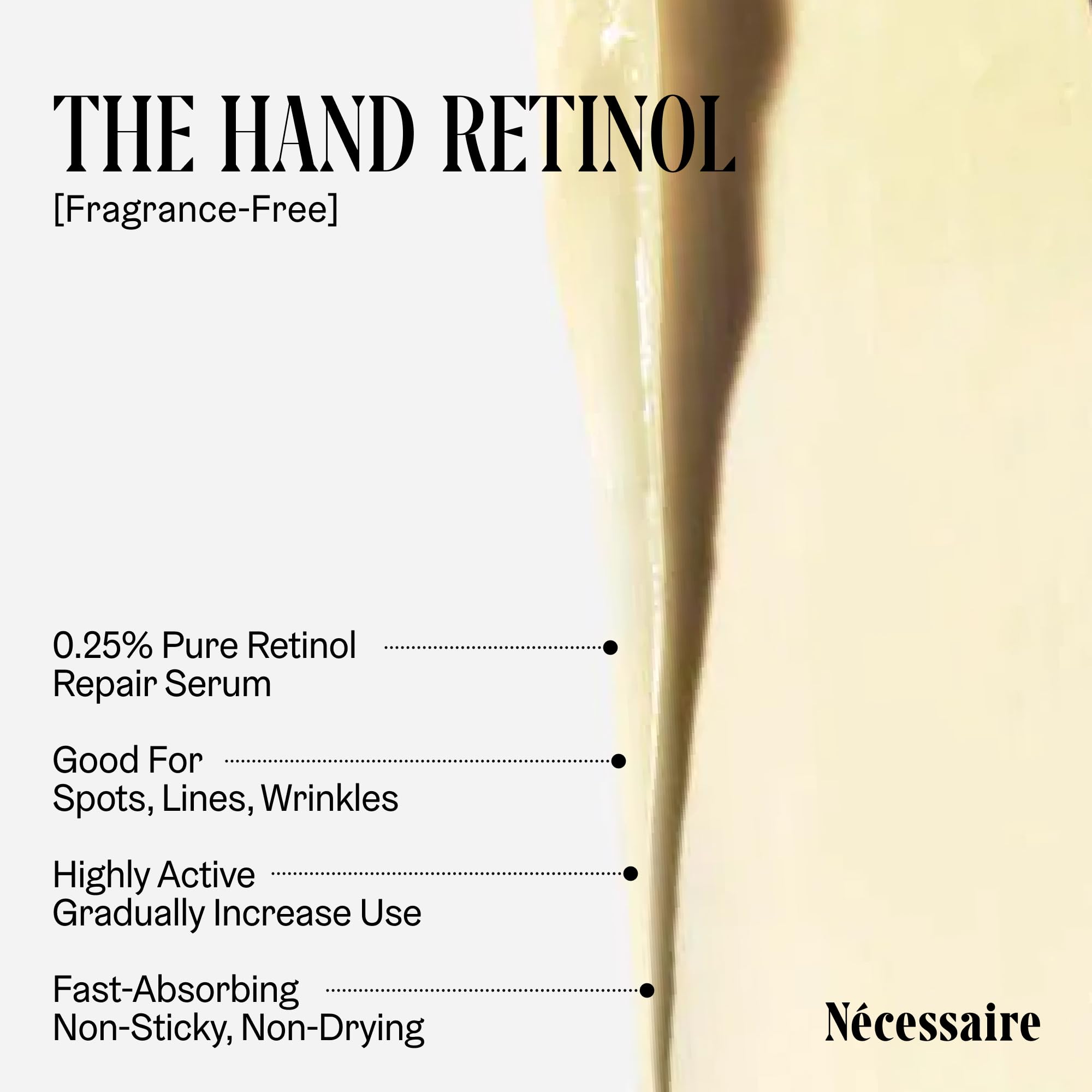 Nécessaire applied to hands demonstrating smoothing benefit