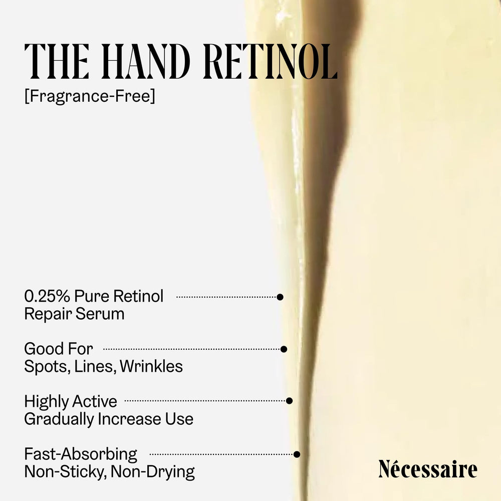 Nécessaire applied to hands demonstrating smoothing benefit