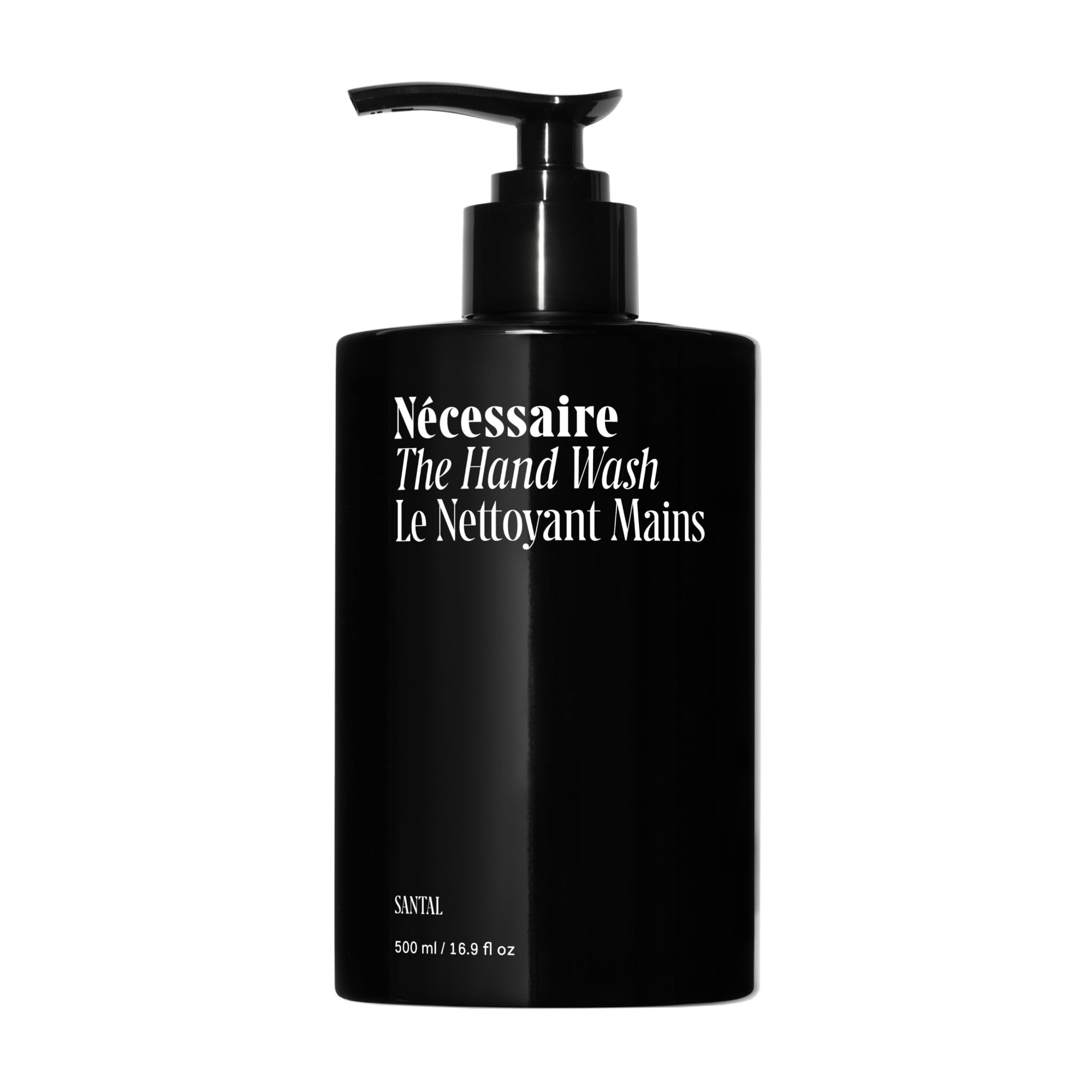 Nécessaire front bottle showing Santal scent and easy dispensing