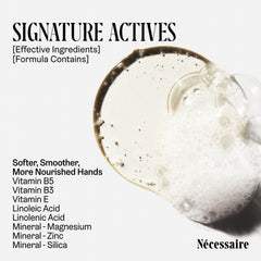 Nécessaire scent notes card listing sandalwood, pepper, iris, jasmine for warm aroma