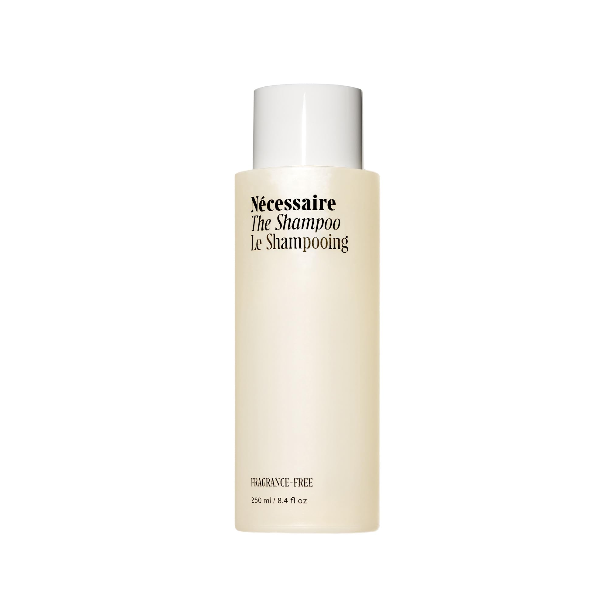 Nécessaire front bottle showing clean packaging and benefit of gentle cleanse
