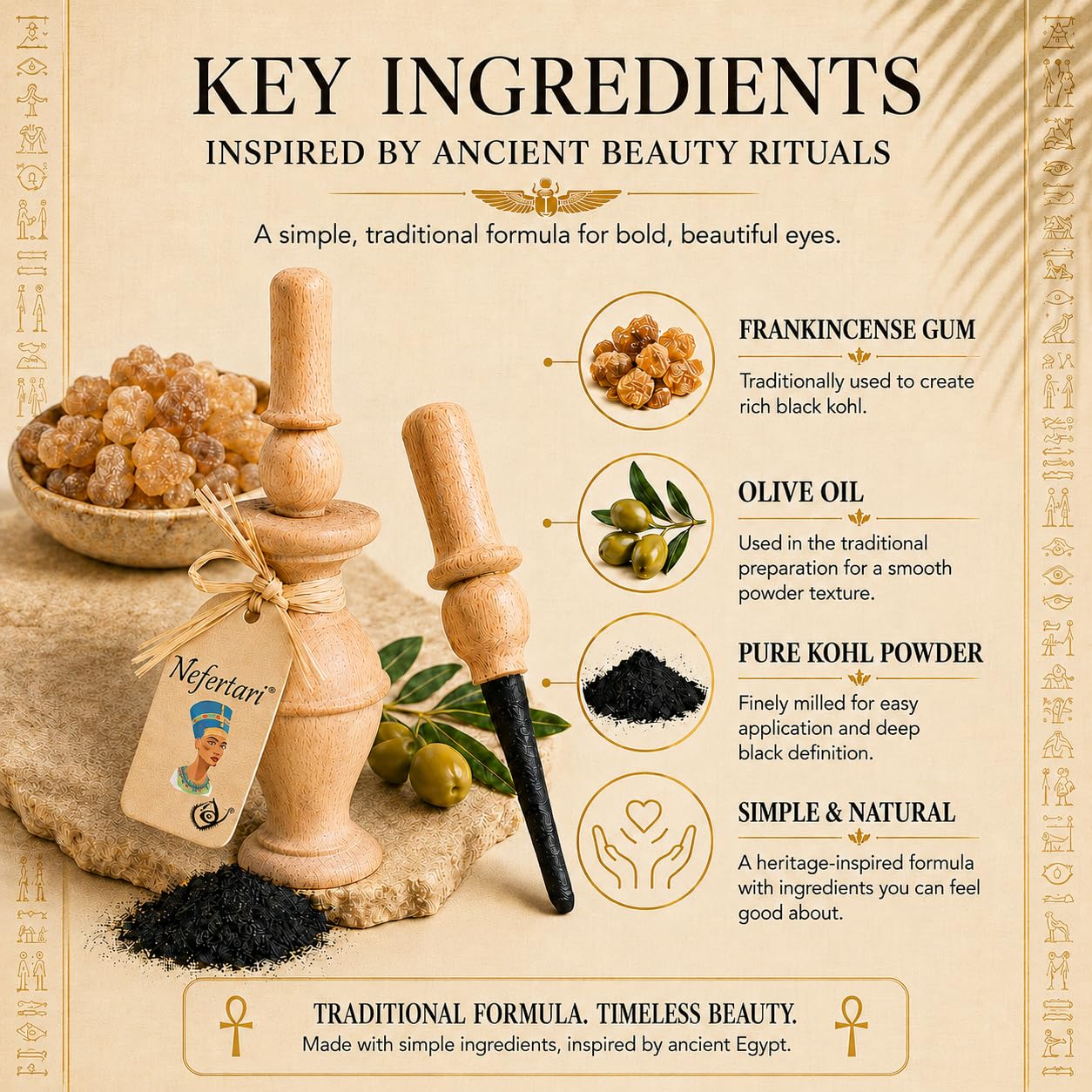 Nefertari open jar label detail showing natural ingredient emphasis and clear branding