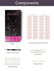 Nelaoco strips beside a ruler showing sizes for accurate nail fit benefit