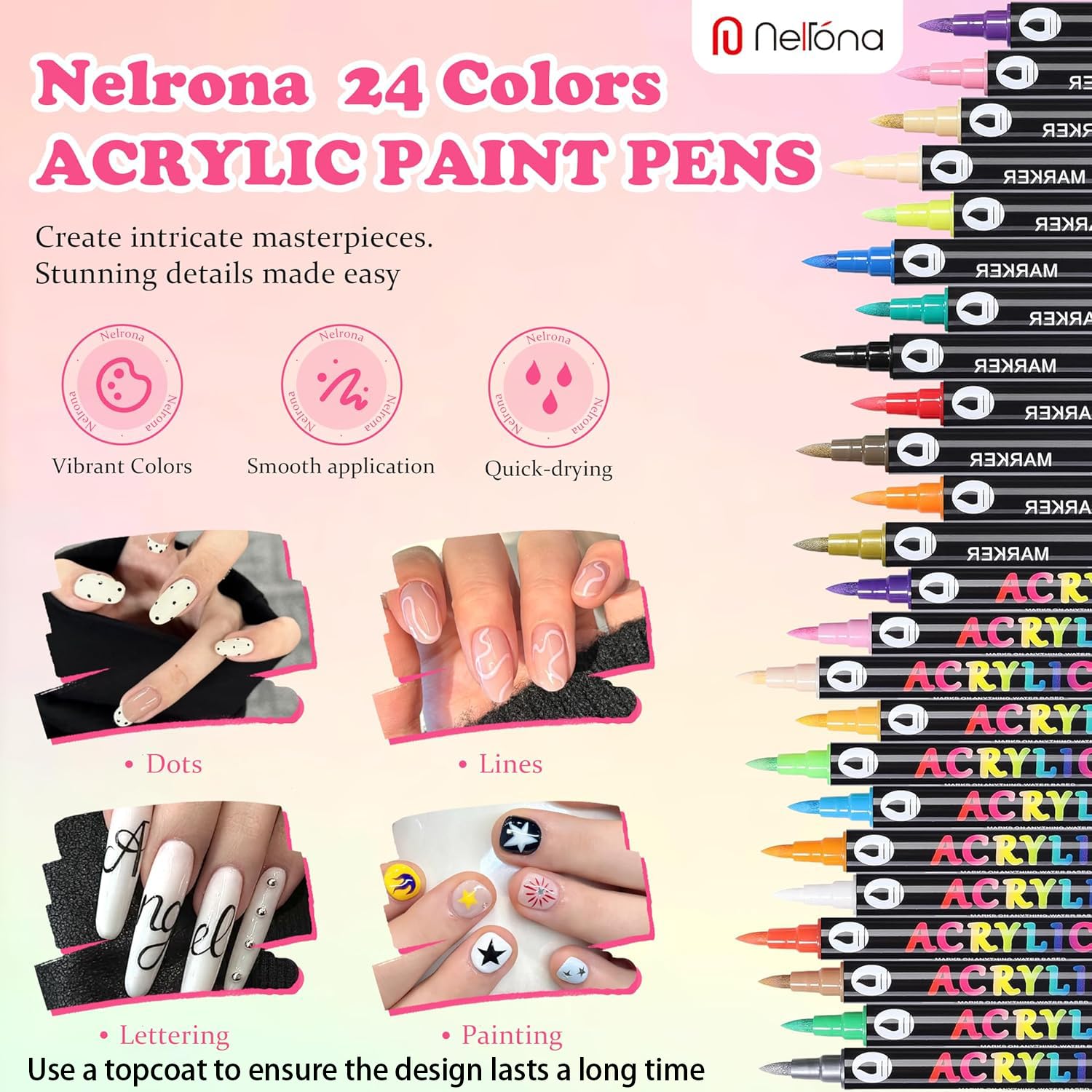 Nelrona dual-tip close-up revealing fine 0.7mm tip for precise lines