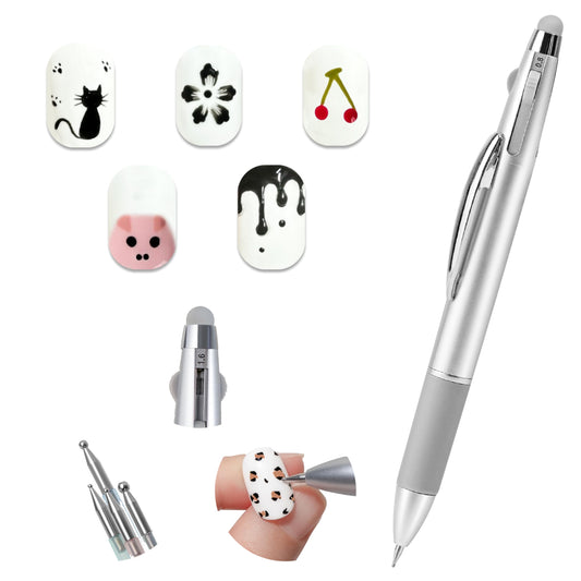 Nelrona front view of 5-in-1 dotting pen showing dual-ended design and colorful handle benefits precision