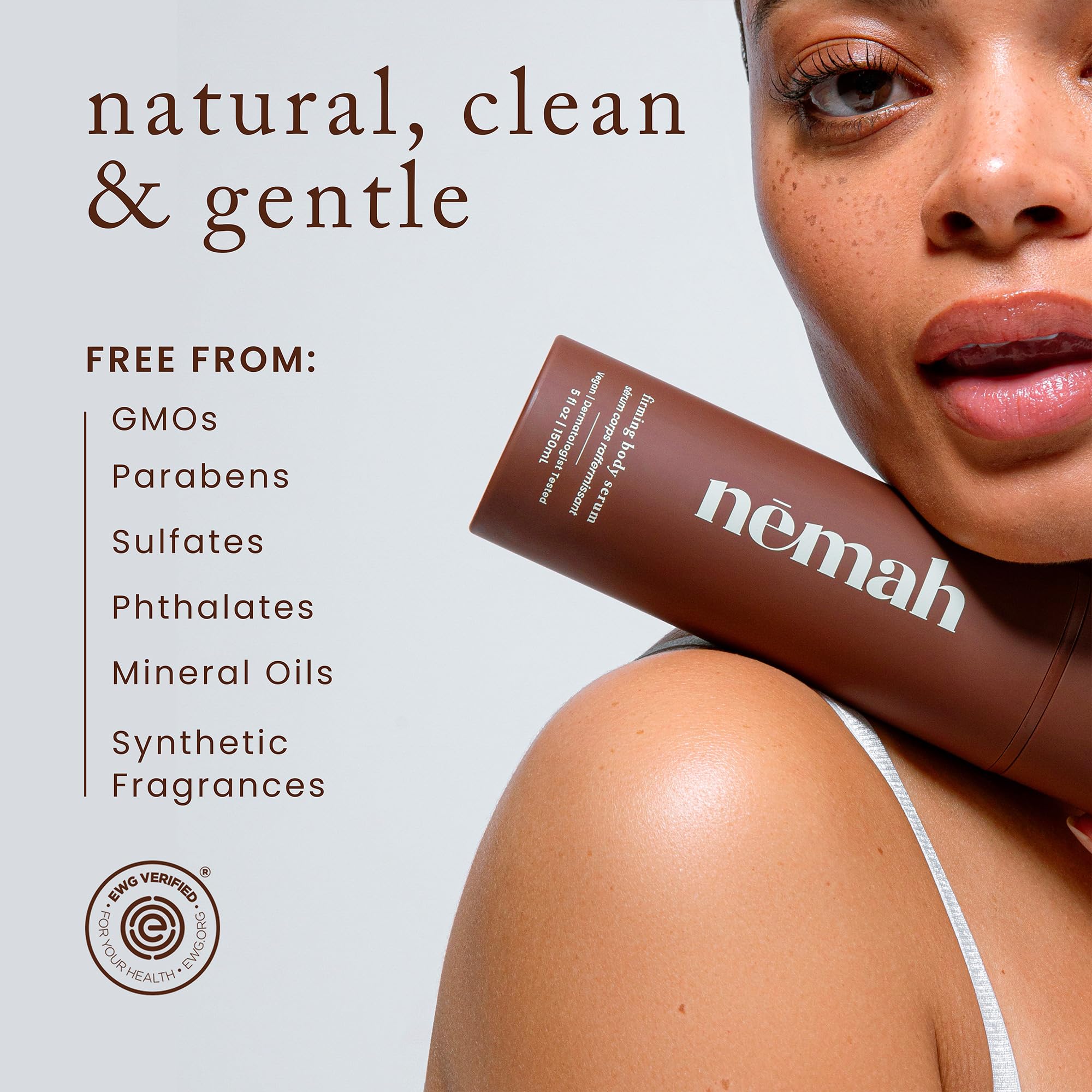 Nemah ingredients display with oat, ashwagandha, coconut highlighting gentle hydration