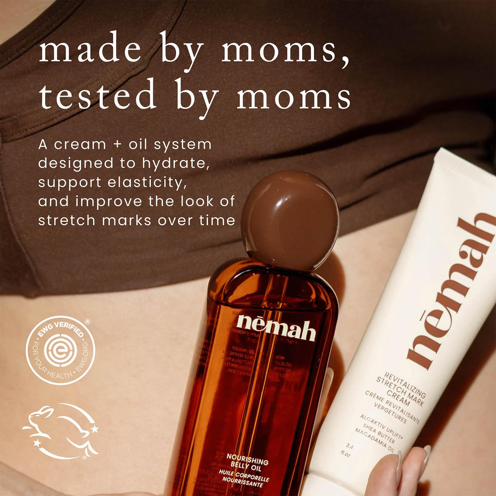 Nemah oil drying on skin showing quick absorption and reduced transfer before dressing