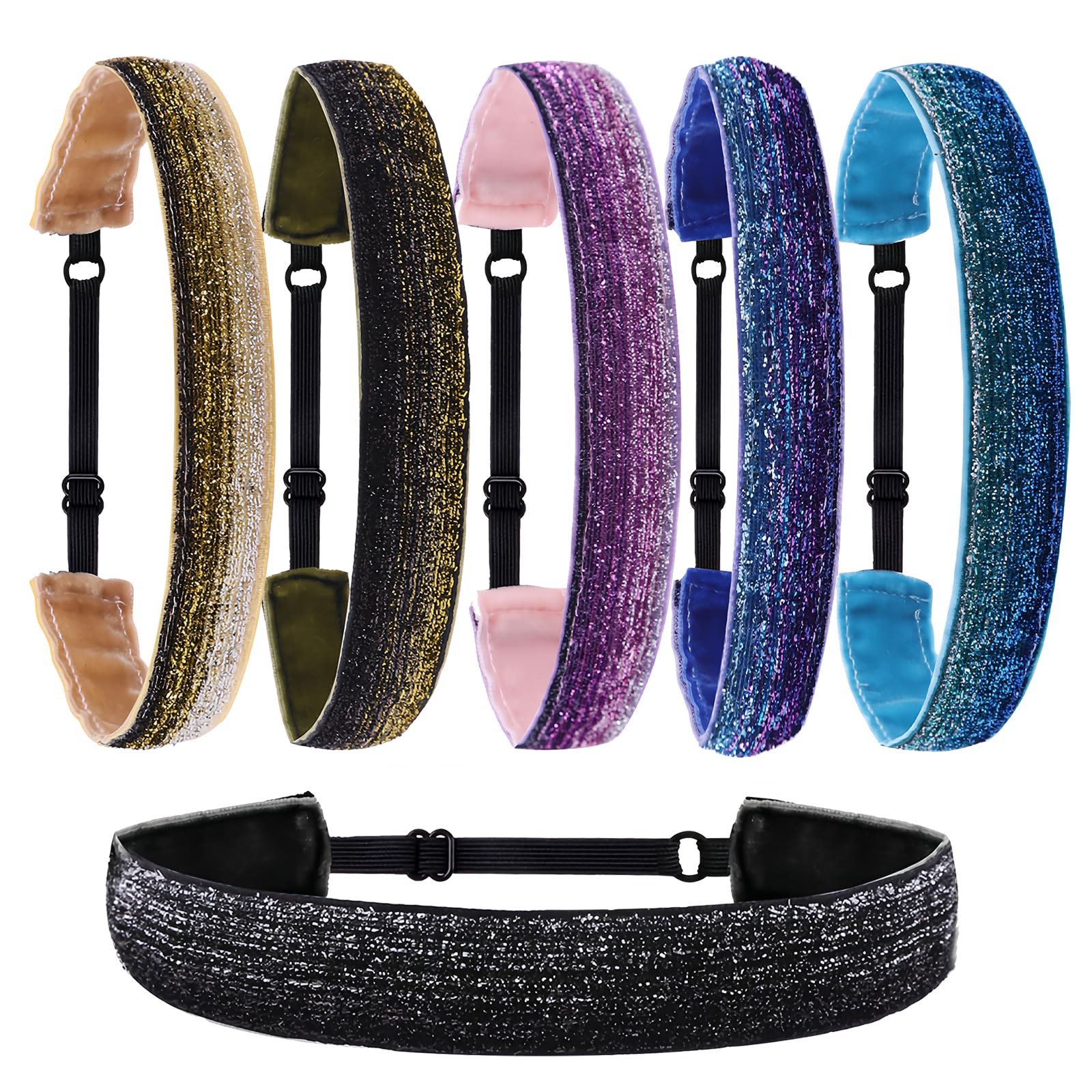 Nenjindz front packaging showing six glitter headbands, easy outfit matching