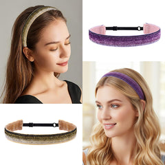 Nenjindz headbands next to a ruler showing adjustable size and scale