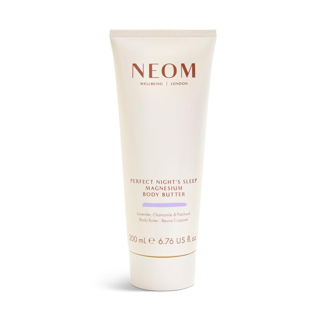 Neom jar front view showing label and calming scent for nighttime rituals