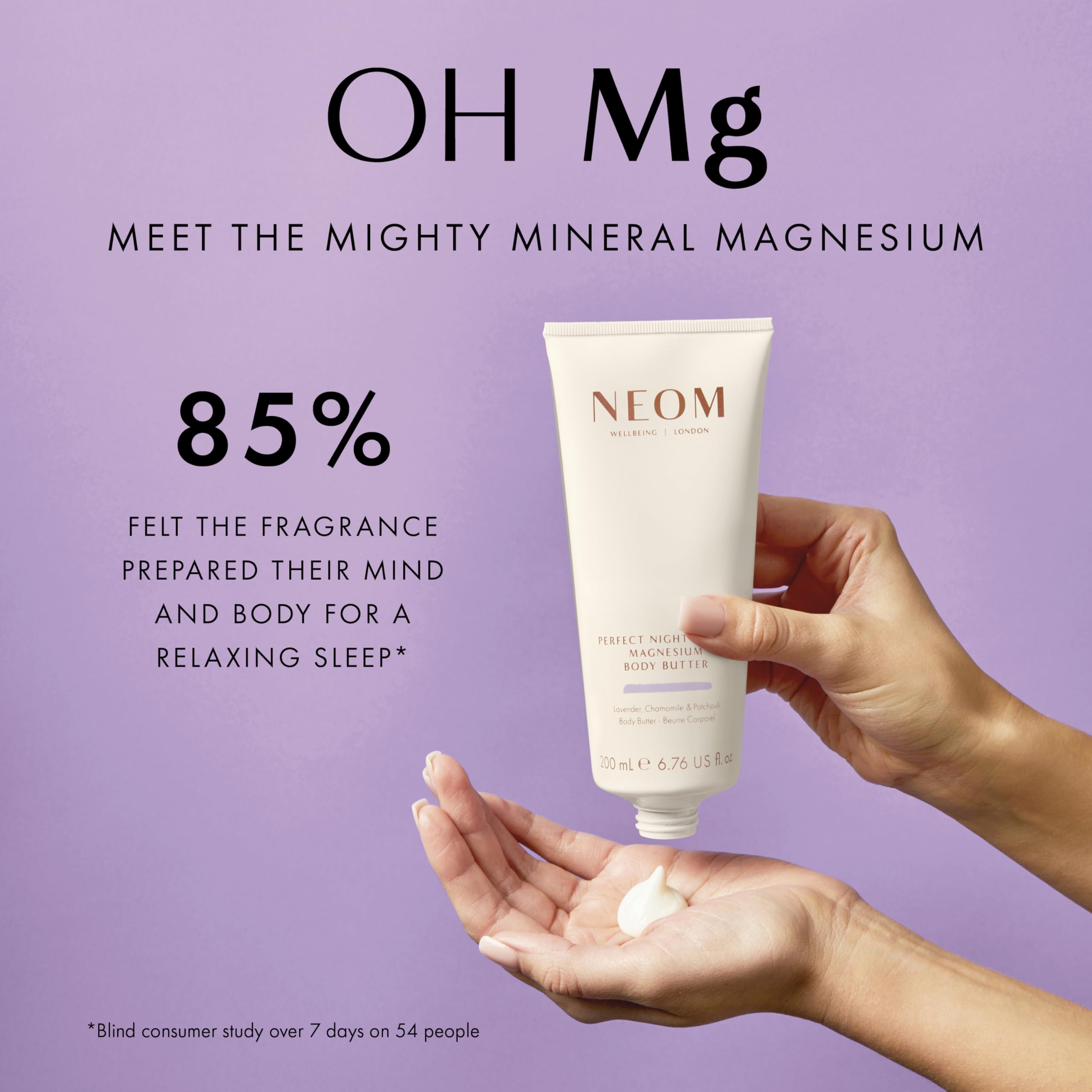 Neom ingredients flatlay with lavender and chamomile highlighting natural oils