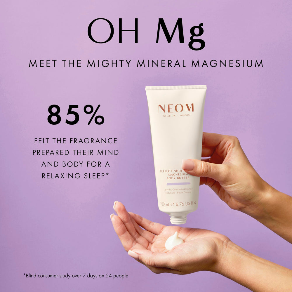 Neom ingredients flatlay with lavender and chamomile highlighting natural oils