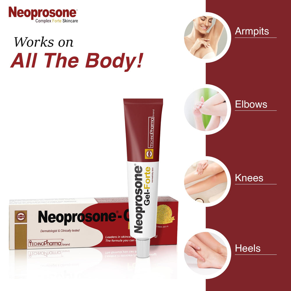 Neoprosone applied to cheek demonstrating spot treatment and even tone benefit