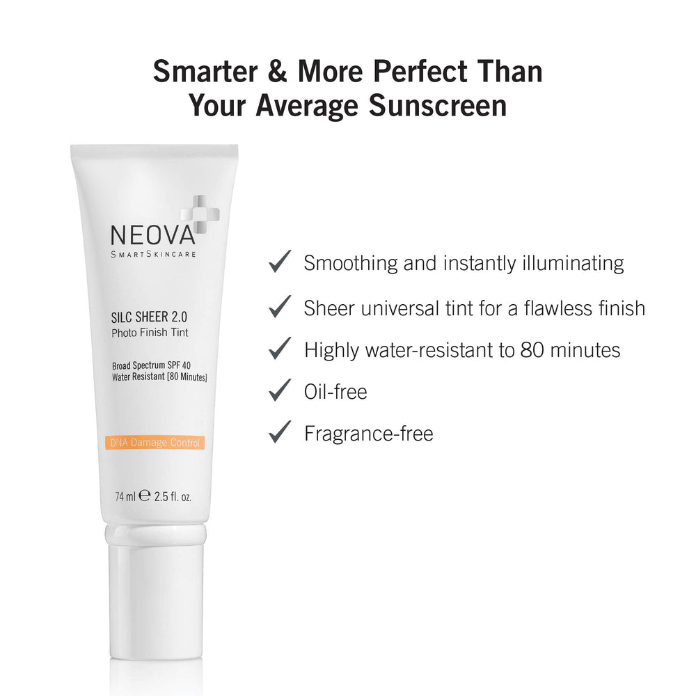 NEOVA Silc Sheer applied on hand illustrating sheer tint and quick absorption