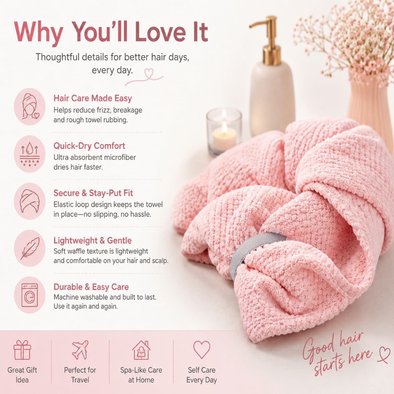 Netcken on bathroom vanity in lifestyle scene showing daily routine benefit