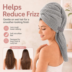 Netcken towel next to ruler showing 24x42 size for long hair