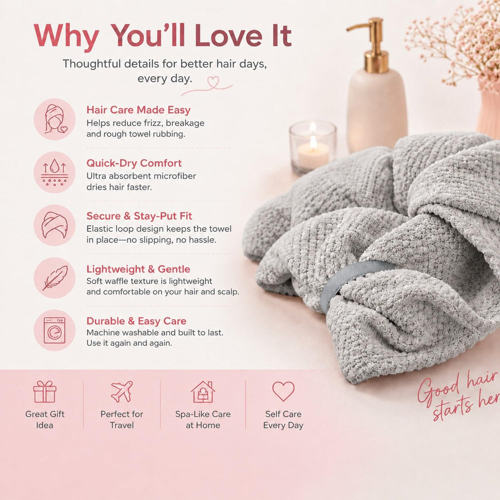 Netcken towel absorbing water from wet hair to reduce drying time