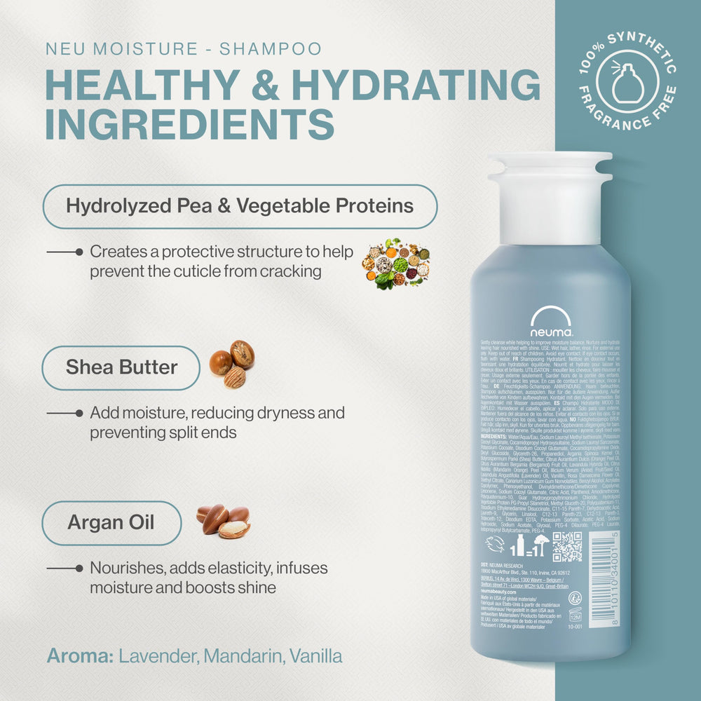 Neuma label close-up highlighting ingredients and vegan certification benefit