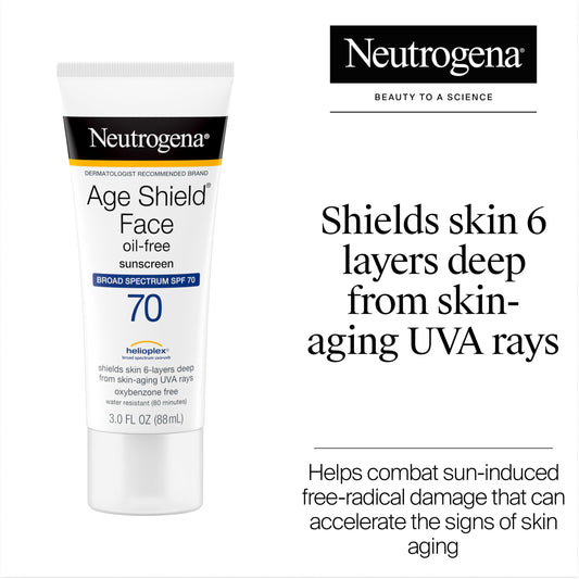 Neutrogena Age Shield cap and nozzle detail for precise, mess-free dispensing