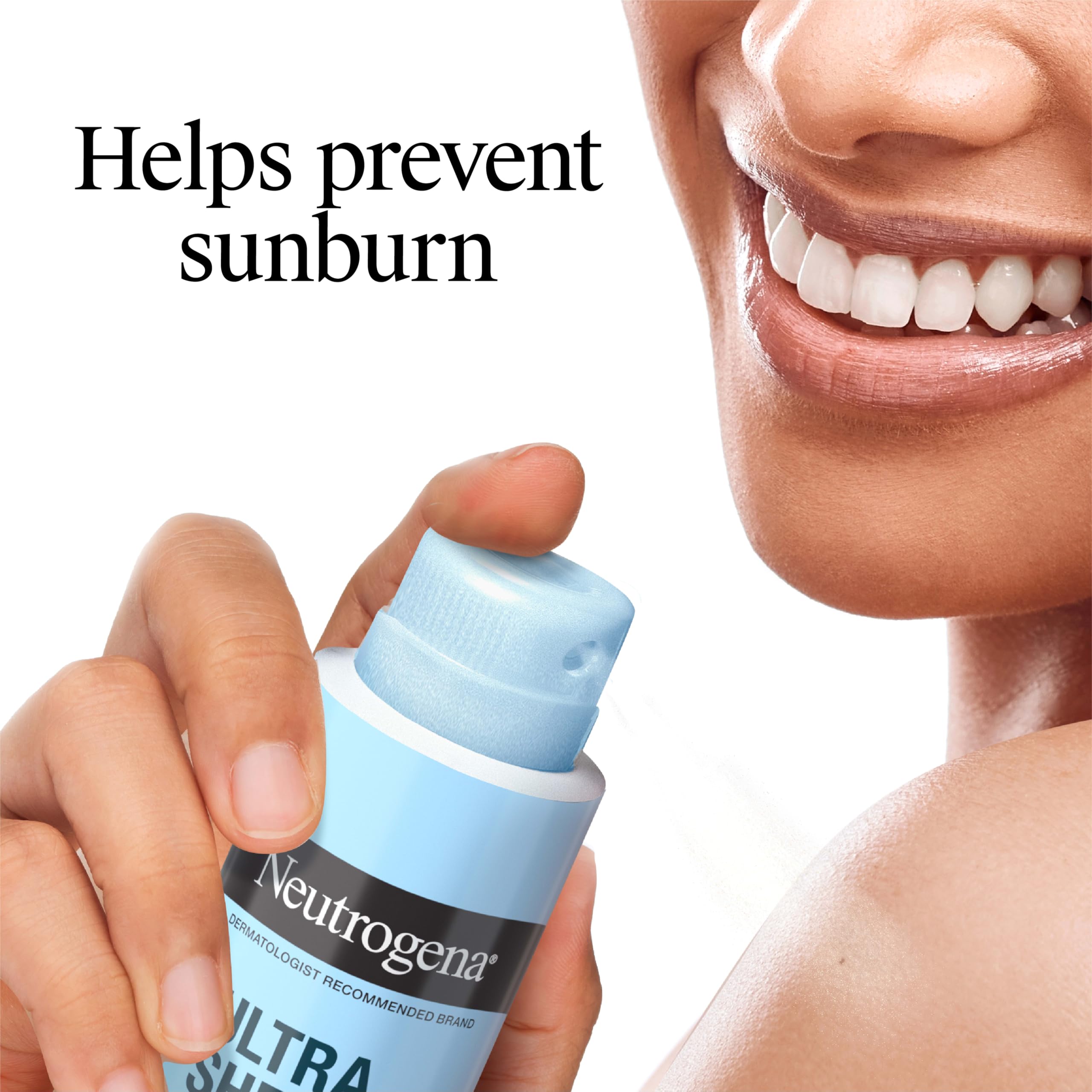 Neutrogena being sprayed into hands for face application and inhalation safety