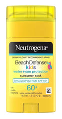 Neutrogena beach defense kids stick front packaging showing SPF 60 for easy grab-and-go