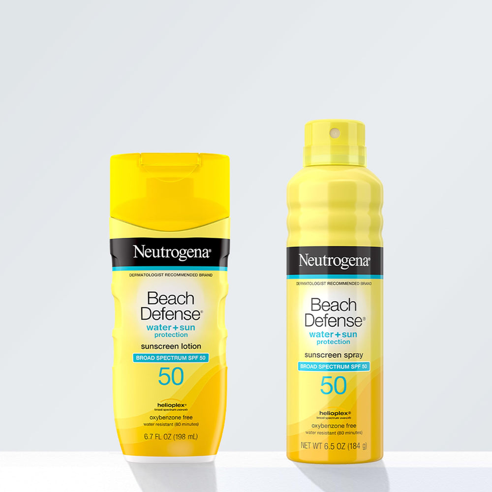 Neutrogena sunscreen used at beach lifestyle scene for family protection