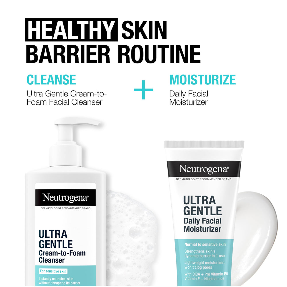Neutrogena before and after clean face comparison showing refreshed, soothed skin appearance