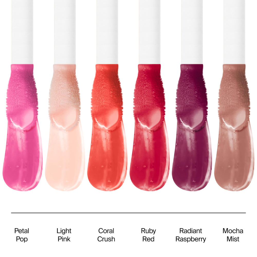 Neutrogena before and after lips demonstrating fuller-looking glossy finish benefit